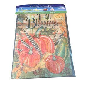Custom Decor Inc. Fall Blessings Garden Flag 12"x18" Polyester Double Sided NWT